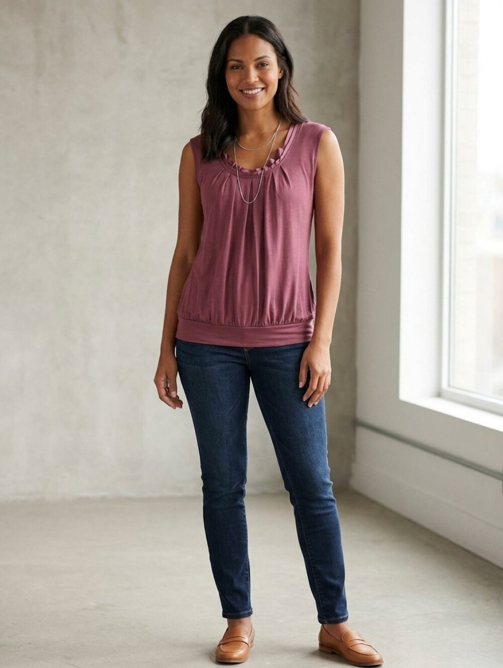 Mexx Mauve Ruched Sleeveless Blouse